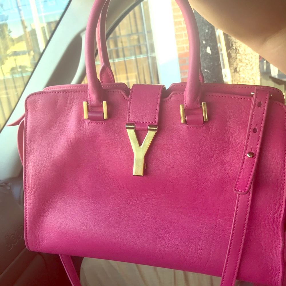 ysI saintgold hardware petite pink handbag satchel